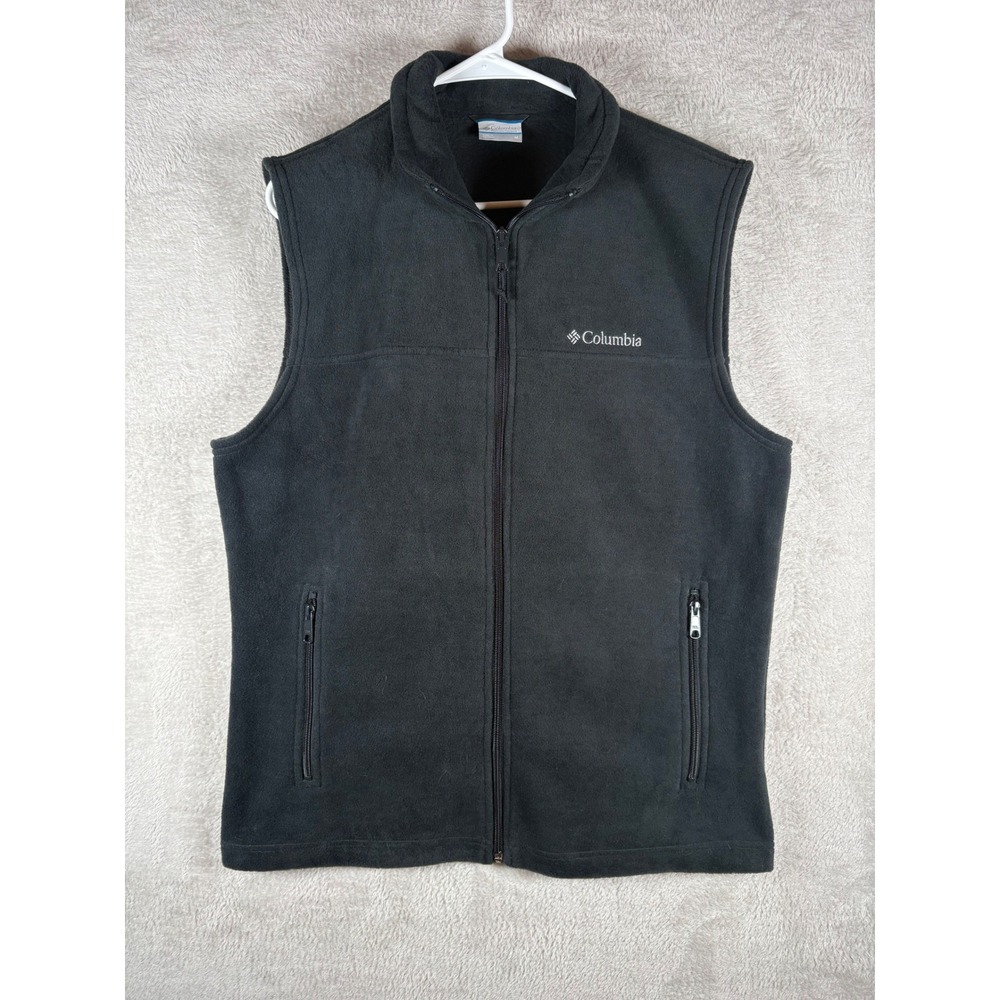 Columbia Flattop Ridge Men's Medium Gray Fleece Full Zip Vest Zipper Pockets